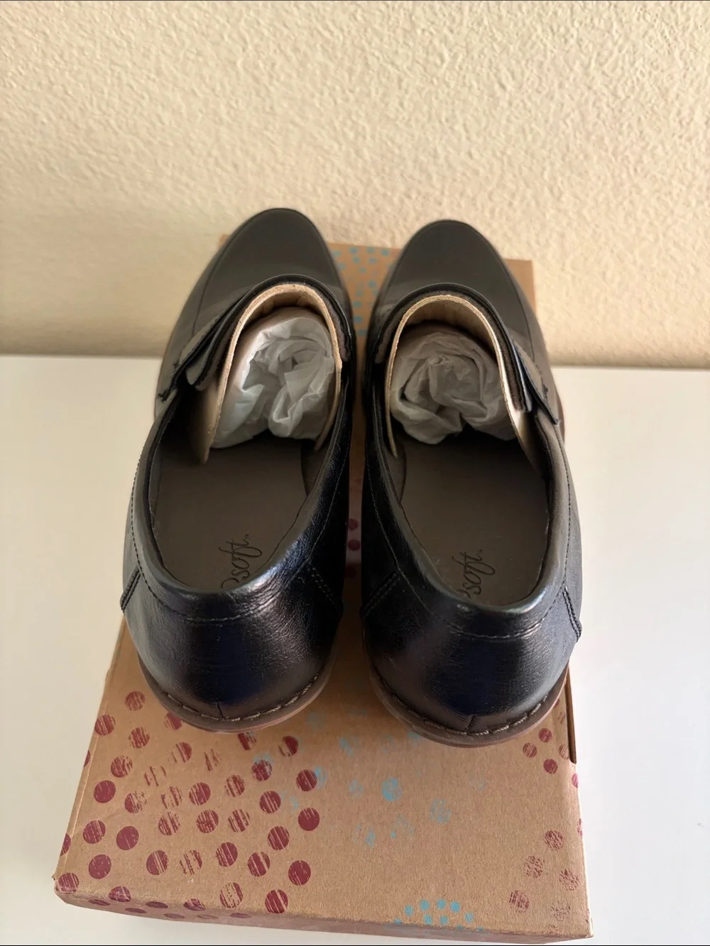 Abbott Black Leather Low Block Heel Loafer